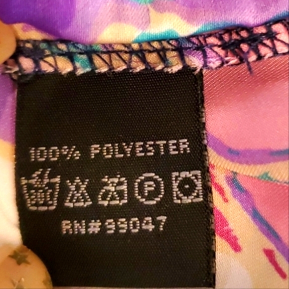 PIANO M SEMI SHEER PURPLE MULTI FITTED SCARF RUFFLED COLLAR TOP - Picture 4 of 4